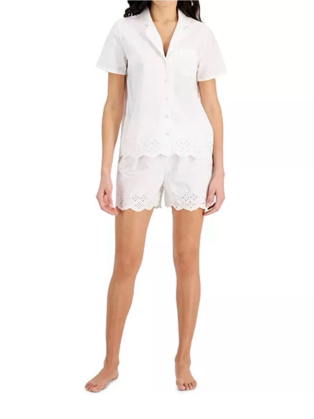 Charter Club Cream Button-Front Sleep Top